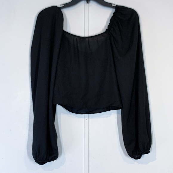 Abound Chiffon Balloon Sleeve Blouse in Black - Picture 2 of 3